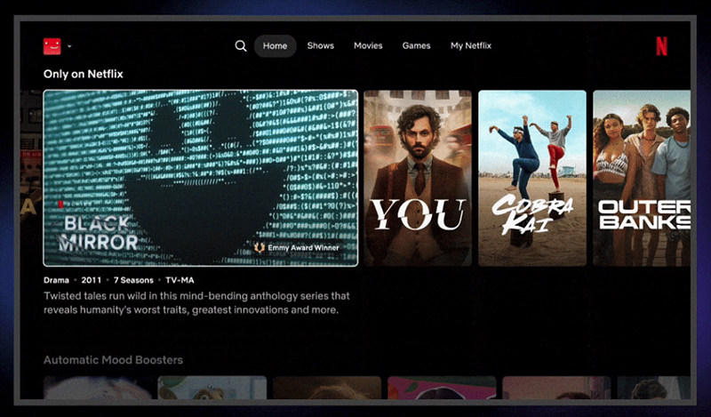 그림 1. 넷플릭스 TV 홈 화면 인터페이스 개편 / 출처 : Netflix (2025. 5. 7)