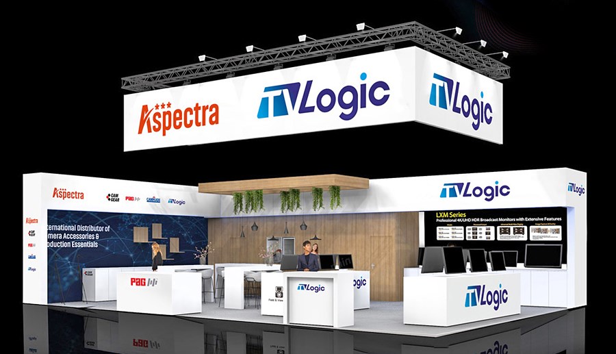 TVLogic Booth 조감도. Europe Dealer 사와의 Logo가 같이 표시되어 있다