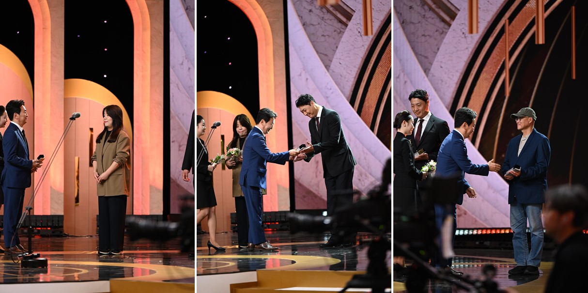 (왼쪽부터) 지역방송진흥 부문 개인상 UBC 정윤지 / 스포츠제작보도 부문 개인상 KBS 정재윤 PD / 공로 부문 개인상 EBS 서준 PD