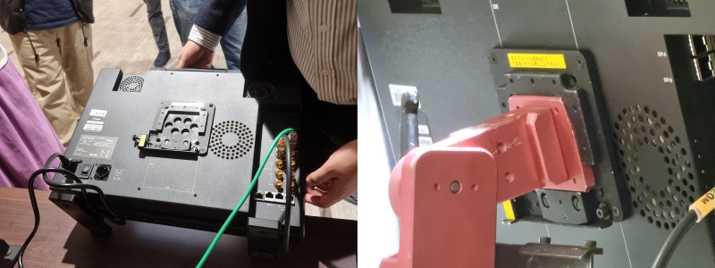 InterBEE 2024에서 만난 Japan 업체의 C-Stand Mount Adapter의 모습. 전용의 Pigot과 맞물려 고중량의 Monitor도 잘 견디도록 설계되었다.