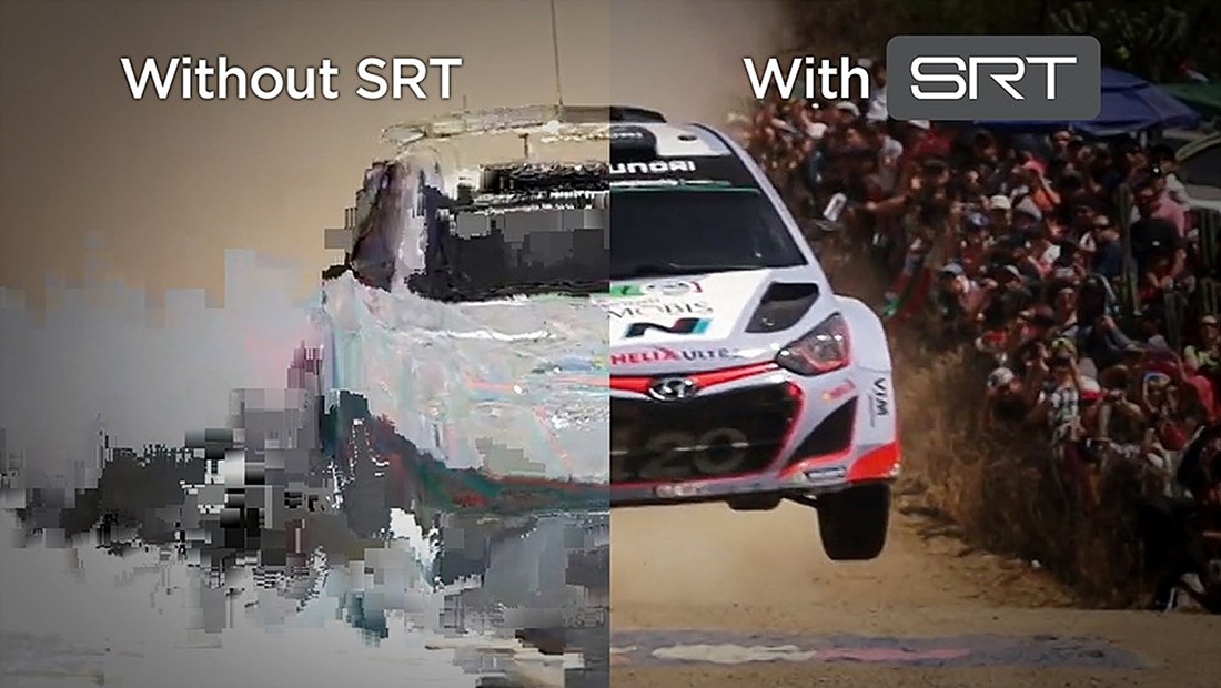 UDP와 SRT 전송 비교, SRT를 사용할 경우 패킷 손실 없이 실시간 비디오전송이 가능합니다