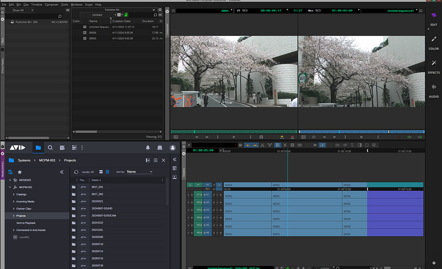 Azure 상에서 운영되고 있는 Avid Media Composer (MediaCentral 패널 포함)